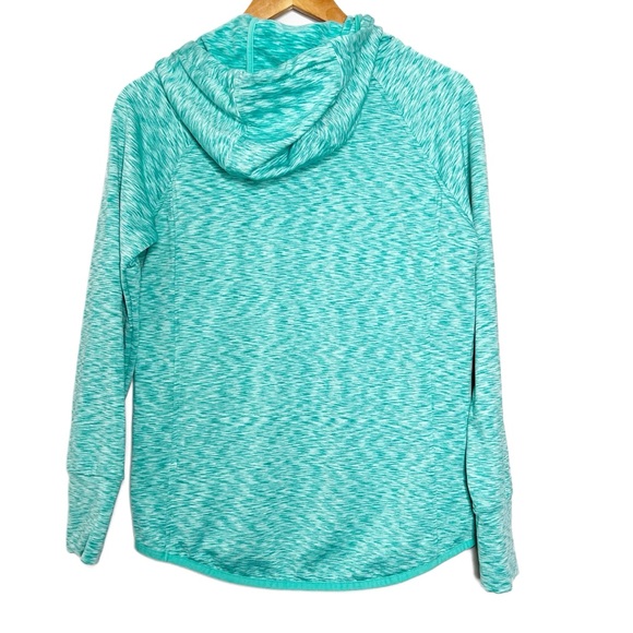 90 Degree Activewear Turquoise Marled Hoodie Thumbhole Pockets Drawstring - Picture 9 of 16